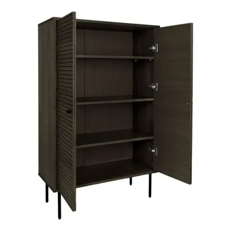 Meuble haut en placage chêne fumé à 2 portes avec pieds en métal noir/ Elsines