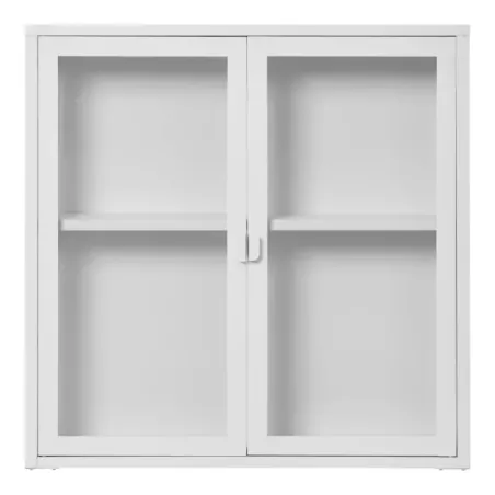 Vitrine murale suspendue en acier blanc – 2 portes en verre – 80 x 18 x 80 cm/ Elsines