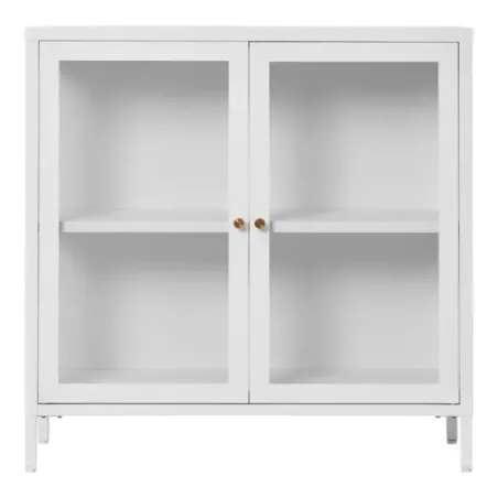 Vitrine en acier blanc – 2 portes en verre – 80 x 35 x 80 cm/ Elsines