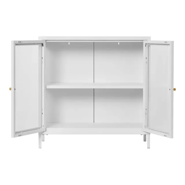 Vitrine en acier blanc – 2 portes en verre – 80 x 35 x 80 cm/ Elsines