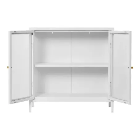 Vitrine en acier blanc – 2 portes en verre – 80 x 35 x 80 cm/ Elsines