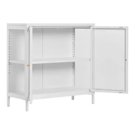 Vitrine en acier blanc – 2 portes en verre – 80 x 35 x 80 cm/ Elsines