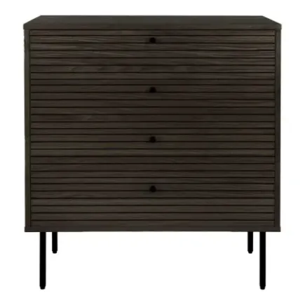 Commode 4 tiroirs en placage chêne fumé – 80 x 40 x 85 cm/ Elsines