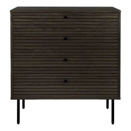 Commode 4 tiroirs en placage chêne fumé – 80 x 40 x 85 cm/ Elsines