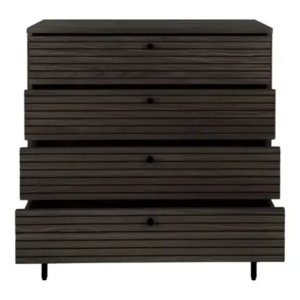 Commode 4 tiroirs en placage chêne fumé – 80 x 40 x 85 cm/ Elsines 2