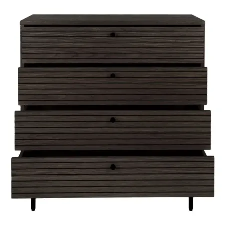 Commode 4 tiroirs en placage chêne fumé – 80 x 40 x 85 cm/ Elsines