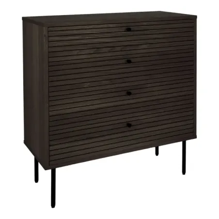 Commode 4 tiroirs en placage chêne fumé – 80 x 40 x 85 cm/ Elsines