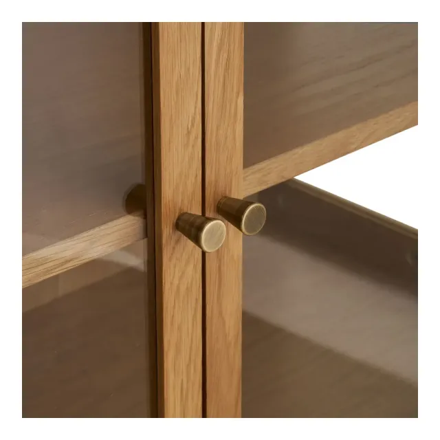 Buffet en chêne naturel – 4 portes en verre – 180 x 40 x 80 cm/ Elsines