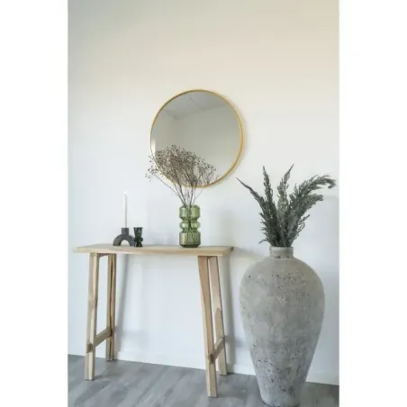 Miroir rond en aluminium finition laiton – Ø 60 cm/ Elsines