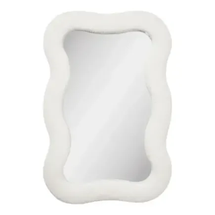 Miroir rectangulaire à cadre teddy blanc – 80x54 cm/ Elsines