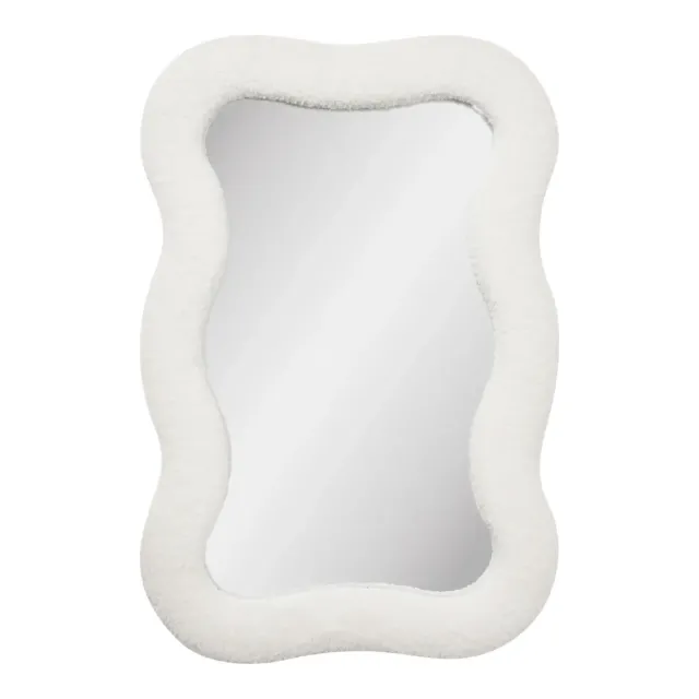 Miroir rectangulaire à cadre teddy blanc – 80x54 cm/ Elsines
