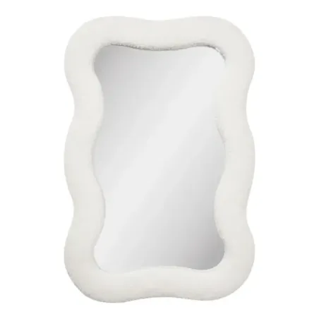 Miroir rectangulaire à cadre teddy blanc – 80x54 cm/ Elsines