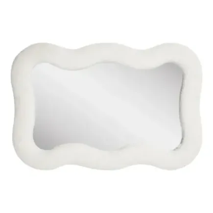 Miroir rectangulaire à cadre teddy blanc – 80x54 cm/ Elsines 2