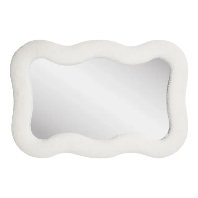 Miroir rectangulaire à cadre teddy blanc – 80x54 cm/ Elsines