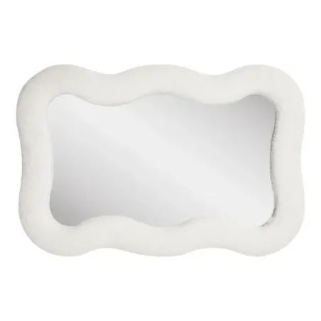 Miroir rectangulaire à cadre teddy blanc – 80x54 cm/ Elsines