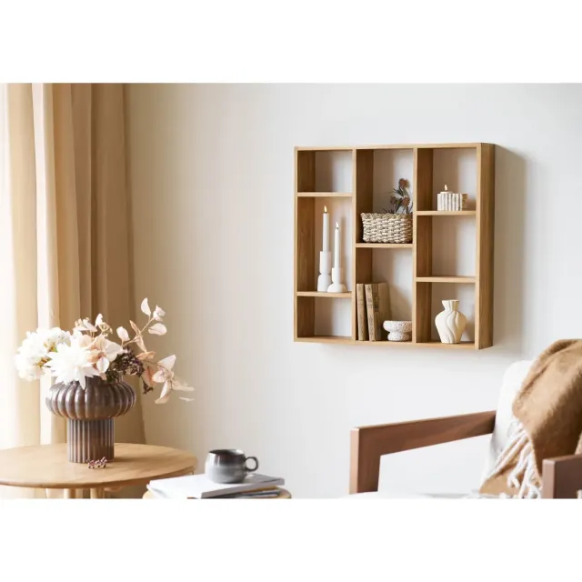 Étagère murale en chêne naturel – 70 x 70 x 15 cm/ Elsines