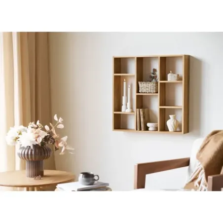 Étagère murale en chêne naturel – 70 x 70 x 15 cm/ Elsines