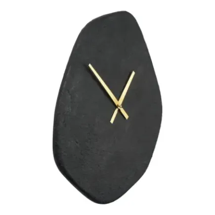 Horloge murale forme organique en ciment noir – 38 x 45 cm/ Elsines 2