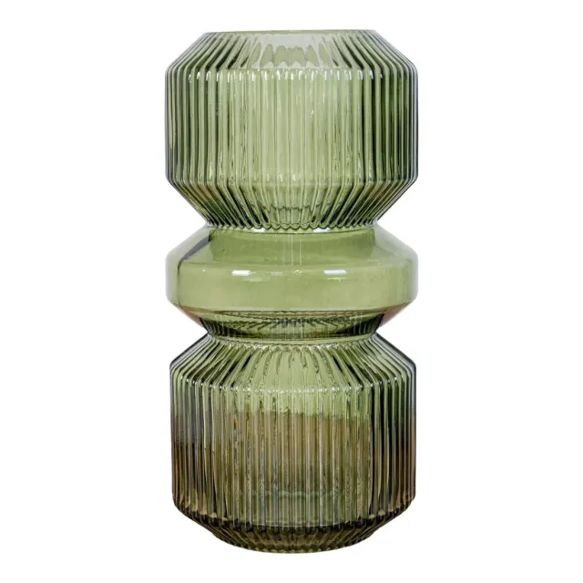 Vase décoratif en verre coloris vert – Ø 12 x 25 cm/ Elsines