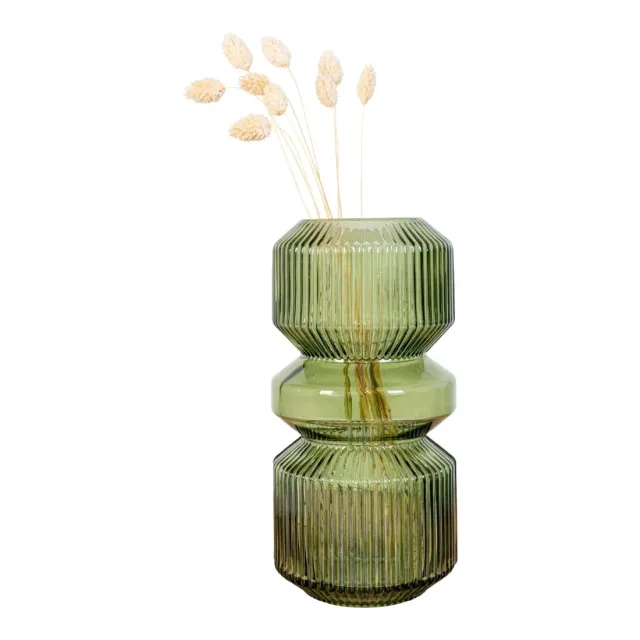 Vase décoratif en verre coloris vert – Ø 12 x 25 cm/ Elsines