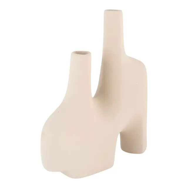 Vase en céramique couleur sable 23,5x8x27 cm/ Elsines