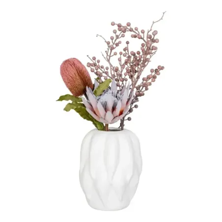 Vase en céramique beige – 19,5 x 19,5 x 26 cm/ Elsines