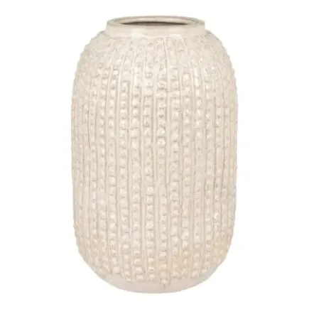 Vase en grès beige Ø16 cm, hauteur 25,5 cm/ Elsines
