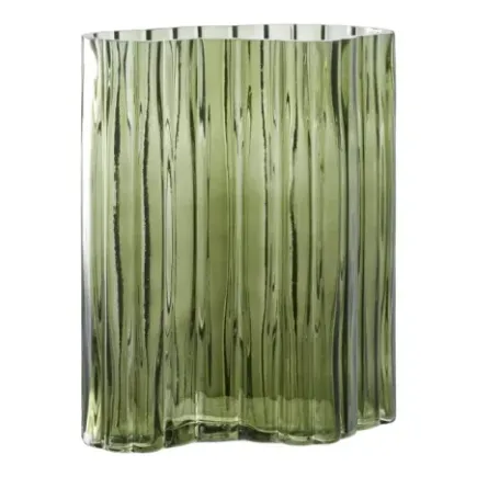 Vase décoratif en verre vert fumé – 26,5 cm/ Elsines 2