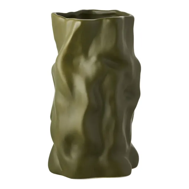Vase en céramique verte Ø15 cm, hauteur 25,5 cm/ Elsines