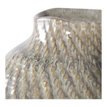 Vase décoratif en céramique blanc et vert, diamètre 26 cm/ Elsines 2