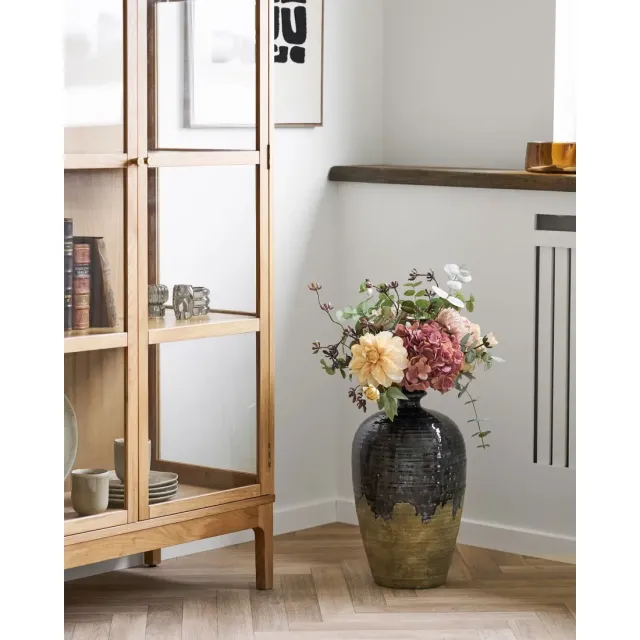 Vase décoratif en céramique coloris bleu foncé – Ø 27 x 44,5 cm/ Elsines