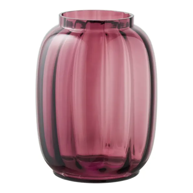 Vase en verre rouge fumé, soufflé à la bouche – Ø 17 x 21 cm/ Elsines