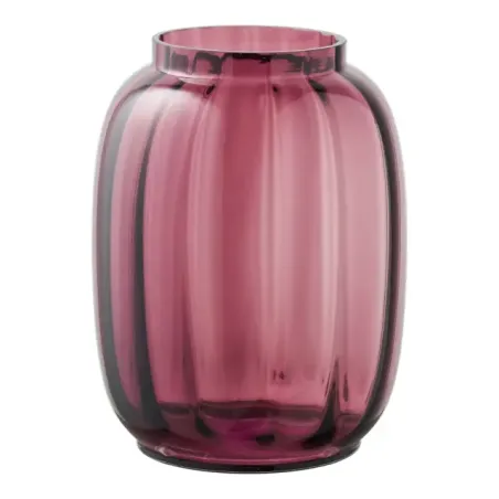 Vase en verre rouge fumé, soufflé à la bouche – Ø 17 x 21 cm/ Elsines