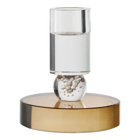 Porte-bougie en verre brun/blanc Ø8,5 cm/ Elsines