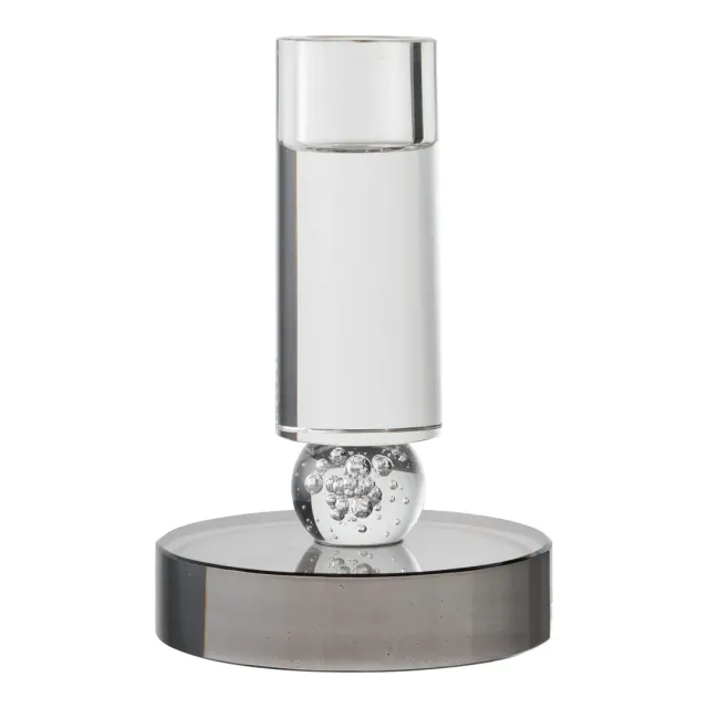 Porte-bougie en verre gris/blanc Ø9 cm/ Elsines