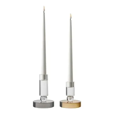 Porte-bougie en verre gris/blanc Ø9 cm/ Elsines 2