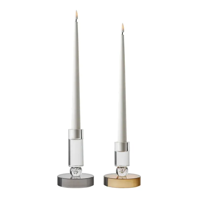 Porte-bougie en verre gris/blanc Ø9 cm/ Elsines