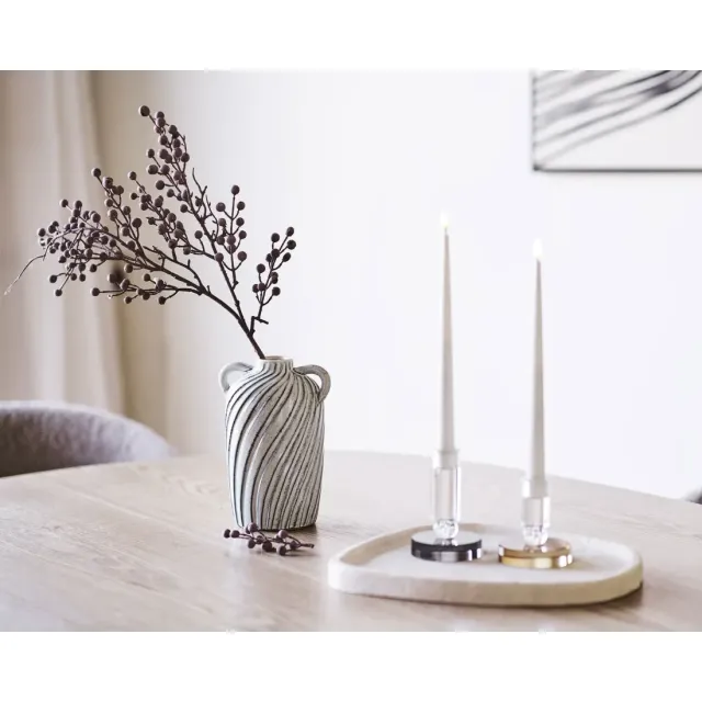 Porte-bougie en verre gris/blanc Ø9 cm/ Elsines