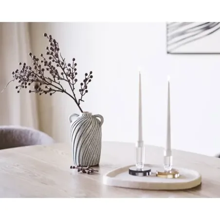 Porte-bougie en verre gris/blanc Ø9 cm/ Elsines