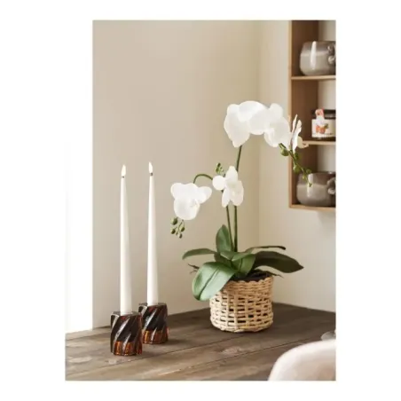 Porte bougies en verre fumé brun ensemble de 2 pièces/ Elsines