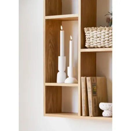 Lot de 2 porte-bougies en calcaire blanc/ Elsines