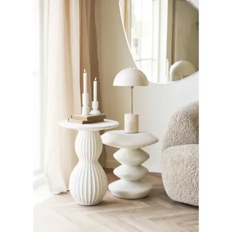 Lot de 2 porte-bougies en calcaire blanc/ Elsines