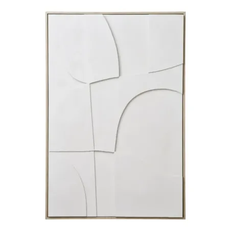 Tableau mural blanc en relief 60 × 90 cm design minimaliste/ Elsines