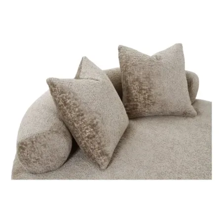 Méridienne ronde chenille naturelle avec 2 coussins/ Elsines