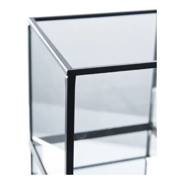 Bougeoir en métal et verre noir – 12 x 15 cm/ Elsines