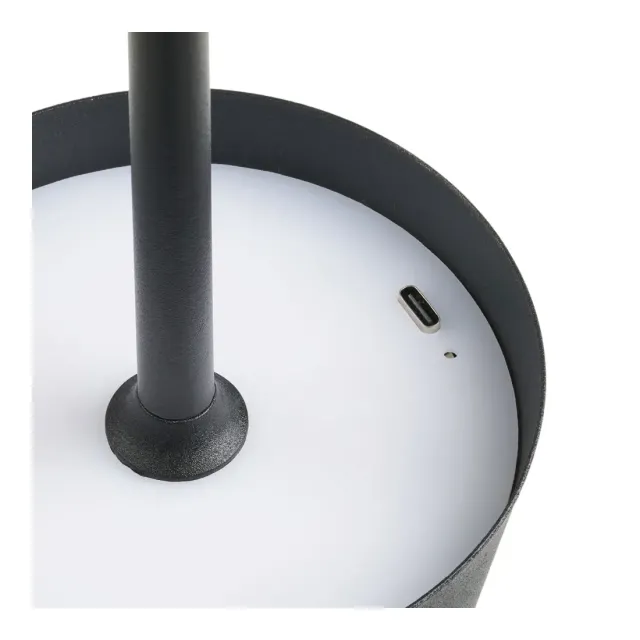 Lampe de table LED rechargeable en métal noir/ Elsines