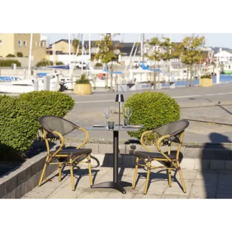 Lampe de table LED rechargeable en métal noir/ Elsines