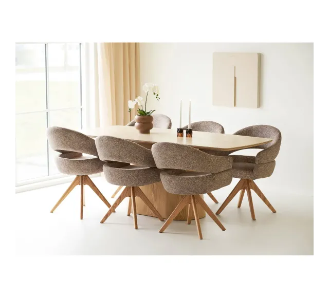 Pack salle à manger naturel – Table en céramique 200 cm + chaises + accessoires déco/ Elsines
