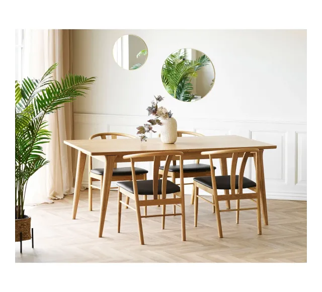 Pack ambiance salle à manger naturelle – Table extensible en chêne & déco coordonnée/ Elsines