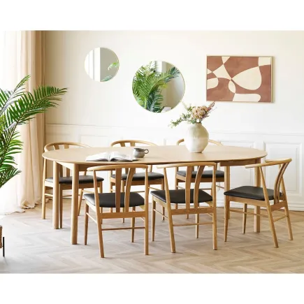 Pack salle à manger extensible – Esprit bois naturel & touches décoratives/ Elsines